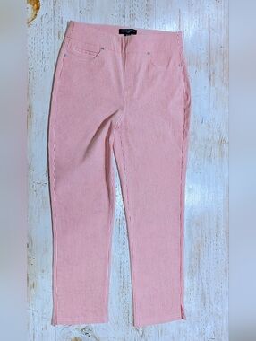Mario Serrani Women's Capris Pants Comfort Stretch Pink & White Size NWOT